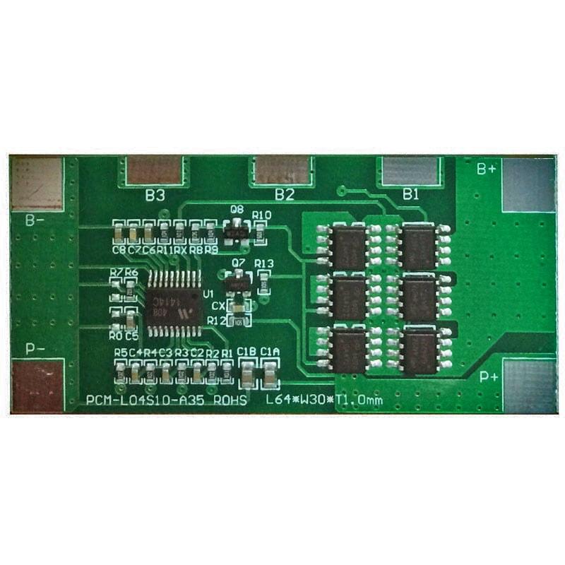 4s 10A PCM BMS for 14.4V 14.8V Li-ion/Lithium/ Li-Polymer 12V 12.8V LiFePO4 Battery Pack Size L64*W35*T4mm (PCM-L04S10-A35)