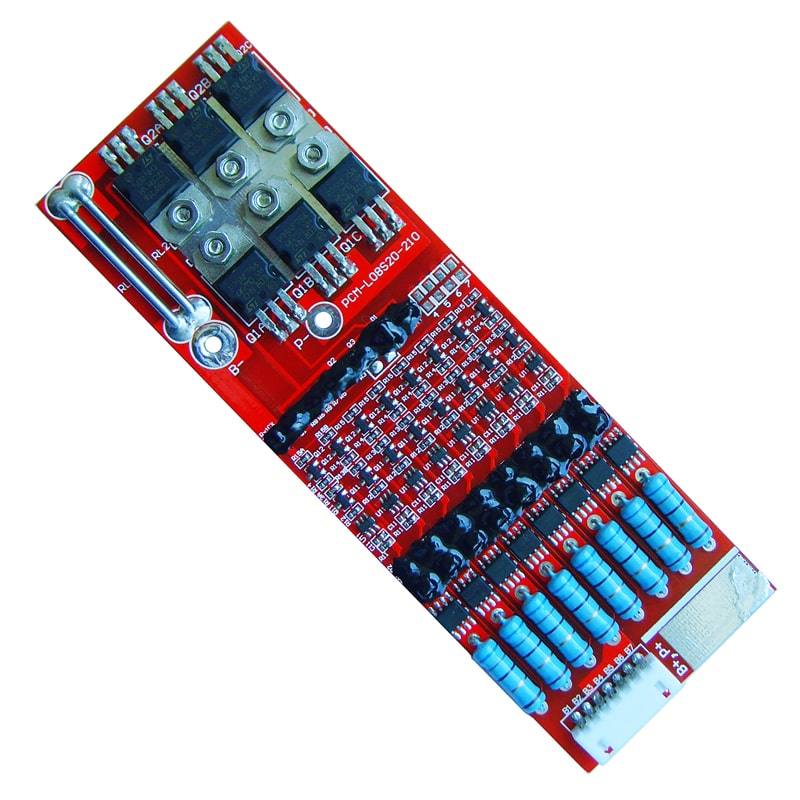 8s 12A PCM BMS for 28.8V 29.6V Li-ion/Lithium/ Li-Polymer 24V 25.6V LiFePO4 Battery Pack Size L140*W47*T9mm (PCM-L08S20-210)
