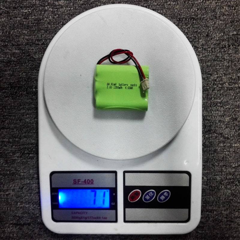 3.6V 1300mAh AA Ni-MH Rechargeable Battery Pack with Connector and Wire