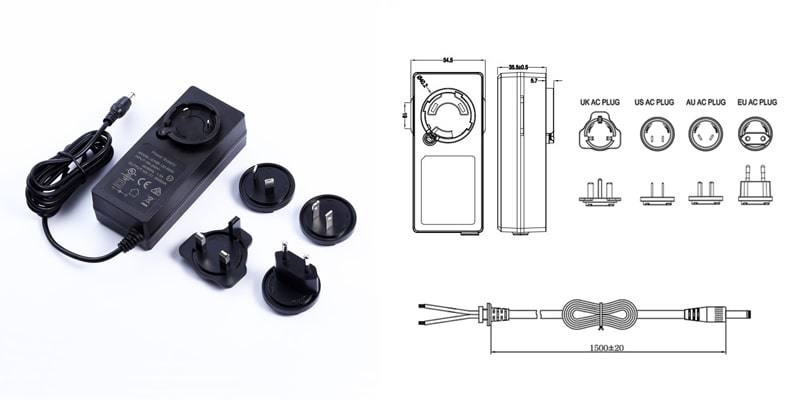 Interchangeable Plug Adapter EU/Us/UK/Au/Cn Standard 5V 7A Power Supply