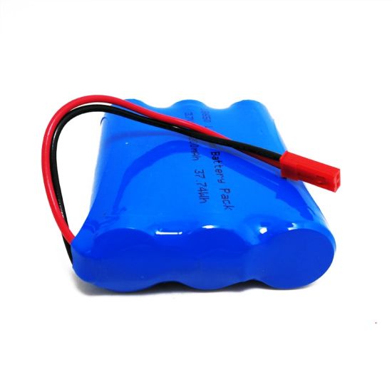 1s3p 3.6V 3.7V 18650 10200mAh 10.2ah Rechargeable Lithium Ion Battery Pack with PCM and Connector