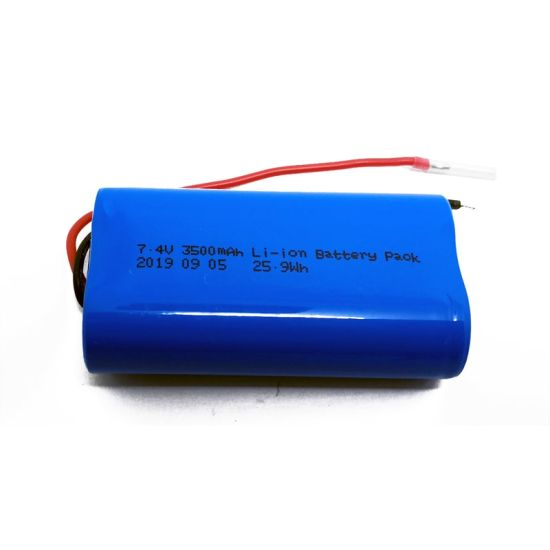 2S1P 7.2V 7.4V 18650 3500mAh rechargeable lithium ion battery pack with PCM and connector