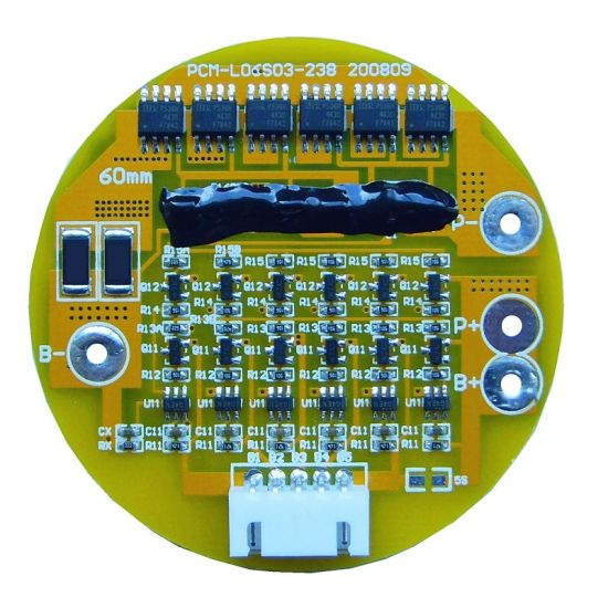 5s~6s 10A Circular PCM BMS for 21.6V 22.2V Li-ion/Lithium/ Li-Polymer 18V 19.2V LiFePO4 Battery Pack Size Φ 60mm (PCM-Li06S3-238)