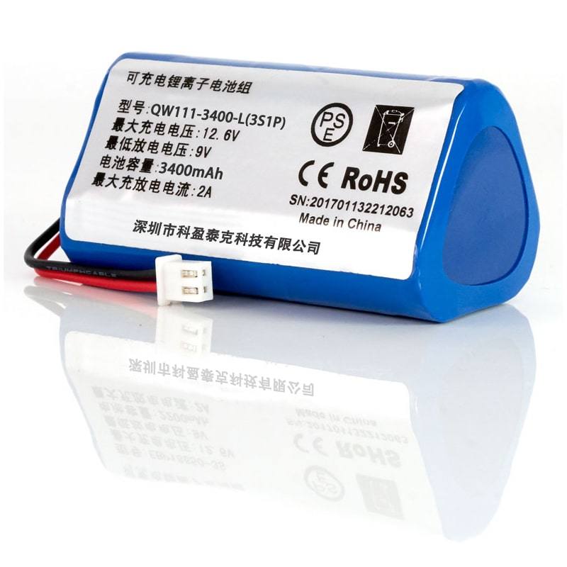 3s1p Triangle 10.8V 11.1V 18650 2600mAh Rechargeable Lithium Ion Battery Pack with PCM and Connector