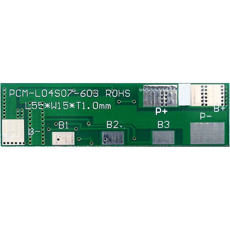 4s 7A PCM BMS for 14.4V 14.8V Li-ion/Lithium/ Li-Polymer 12V 12.8V LiFePO4 Battery Pack Size L55*W15*T4mm (PCM-L04S07-603)