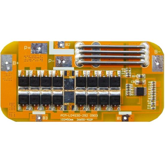 4s 30A PCM BMS for 14.4V 14.8V Li-ion/Lithium/ Li-Polymer 12V 12.8V LiFePO4 Battery Pack Size L102*W50*T6mm (PCM-L04S30-292)