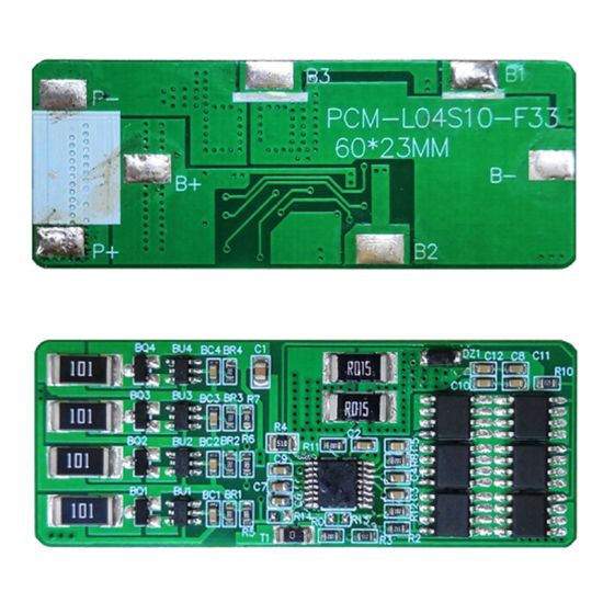 4s 10A PCM BMS for 14.4V 14.8V Li-ion/Lithium/ Li-Polymer 12V 12.8V LiFePO4 Battery Pack Size L60*W23*T3.5mm (PCM-L04S10-F33)