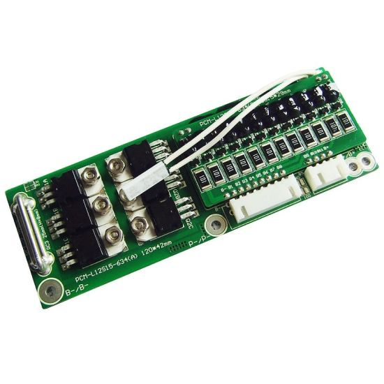 12s 15A PCM BMS for 42V 44.4V Li-ion/Lithium/ Li-Polymer 36V 38.4V LiFePO4 Battery Pack Size L120*W42*T10mm (PCM-L12S15-634)