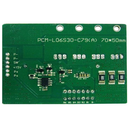 3s-6s C: 5A D: 30A PCM BMS for 21.6V 22.2V Li-ion/Lithium/ Li-Polymer 18V 19.2V LiFePO4 Battery Pack with Weak Current Switch (PCM-L06S30-C79)