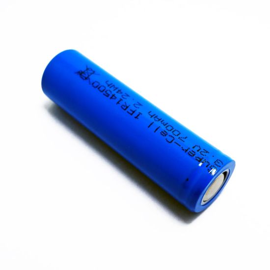 Flat Top 3V 3.2V AA Size IFR14500 700mAh Cylindrical rechargeable lifepo4 cell