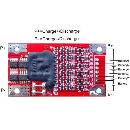 6s 7A PCM BMS for 21.6V 22.2V Li-ion/Lithium/ Li-Polymer 18V 19.2V LiFePO4 Battery Pack Size L61*W33*T3mm (PCM-L06S07-410)