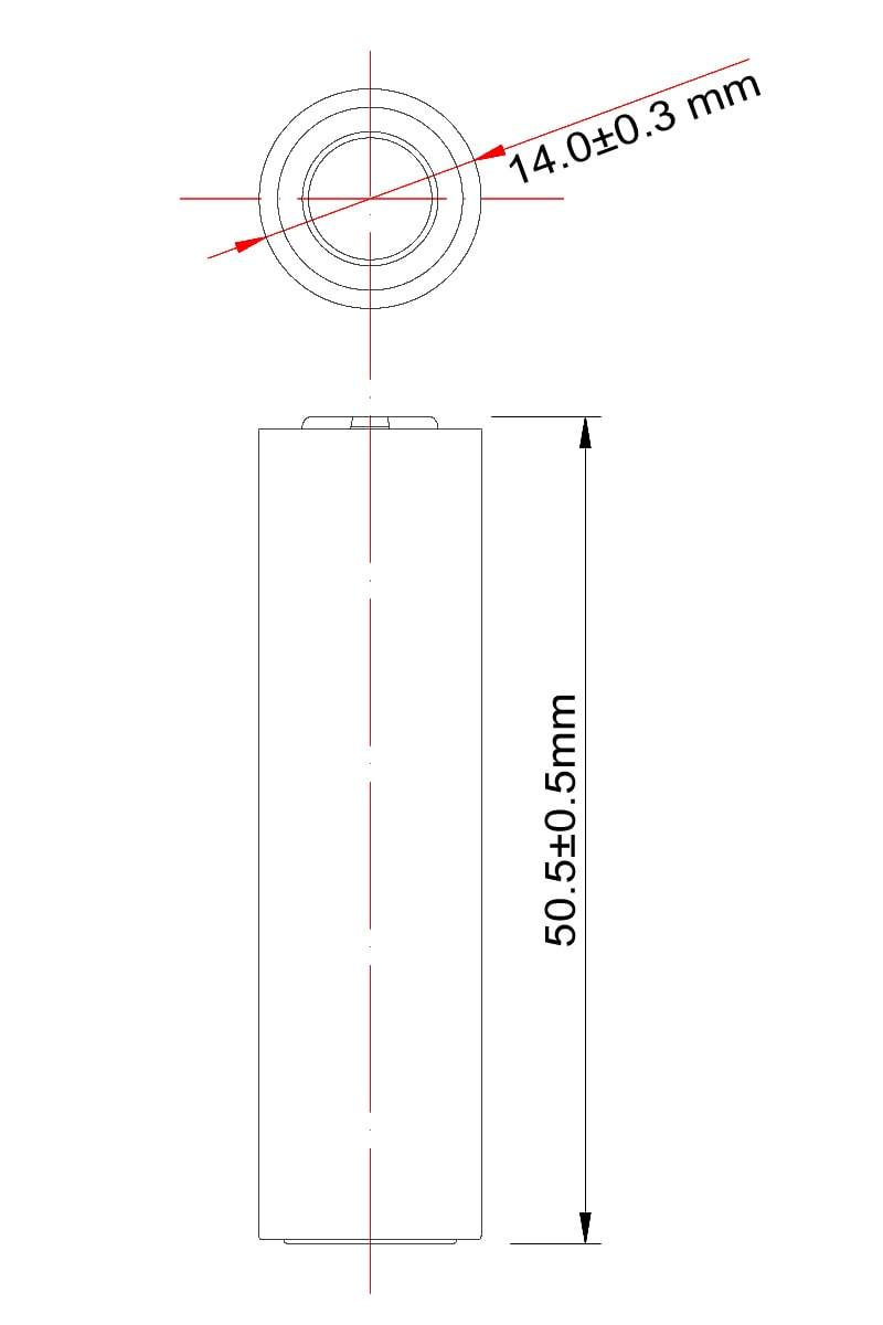 Flat Top 3.6V 3.7V Size AA 14500 1500mAh Rechargeable Lithium Ion Cell