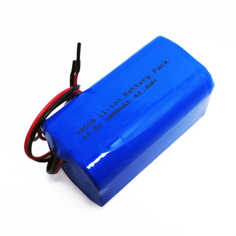 4s1p 14.4V 14.8V 18650 3000mAh Rechargeable Lithium Ion Battery Pack with PCM and Connectors