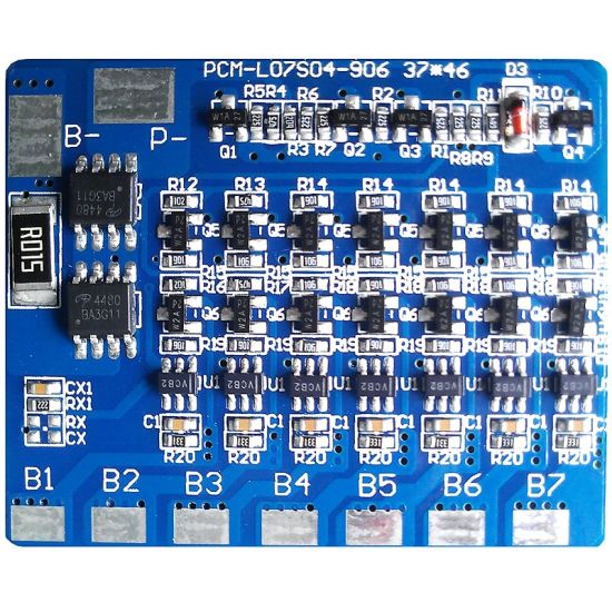 7s 4A PCM BMS for 24V 25.2V 25.9V Li-ion/Lithium/ Li-Polymer 21V 22.4V LiFePO4 Battery Pack Size L37*46*T4mm (PCM-L07S04-906)