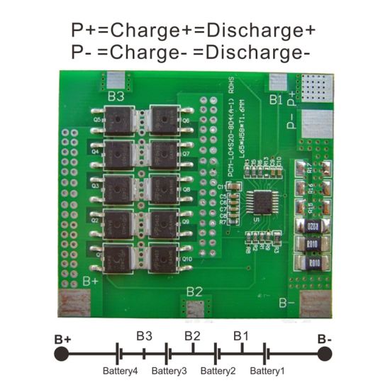 3s/4s 20A PCM BMS for 14.4V 14.8V Li-ion/Lithium/ Li-Polymer 12V 12.8V LiFePO4 Battery Pack Size L65*W58*T5mm (PCM-L04S20-804)