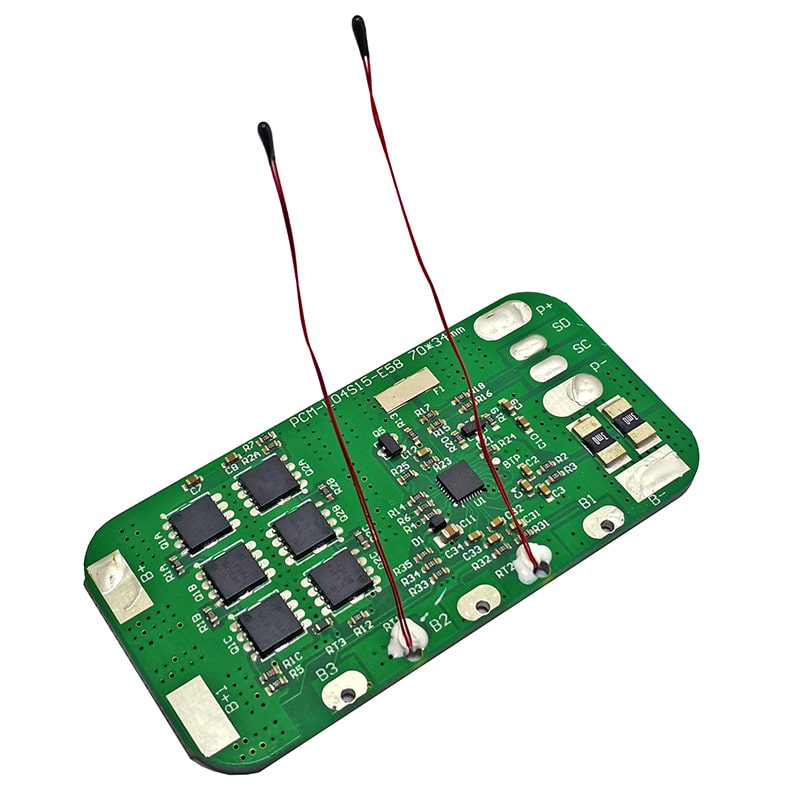 3s 4s 15A BMS for 14.4V 14.8V Li-ion/Lithium/Li-Polymer 12V 12.8V LiFePO4 Battery Pack with Smbus Protocol and NTC (PCM-L04S15-E58)