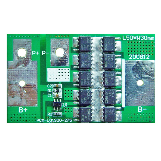 1s 20a BMS for 3.6V 3.7V Li-ion/Lithium/Li-Polymer 3V 3.2V LiFePO4 Battery Pack Size L50*W30*T4mm (PCM-L01S20-275)