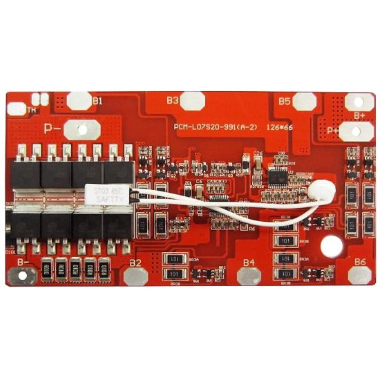7s 20A PCM BMS for 24V 25.2V 25.9V Li-ion/Lithium/ Li-Polymer 21V 22.4V LiFePO4 Battery Pack Size L126*W65*T6mm (PCM-L07S20-991)