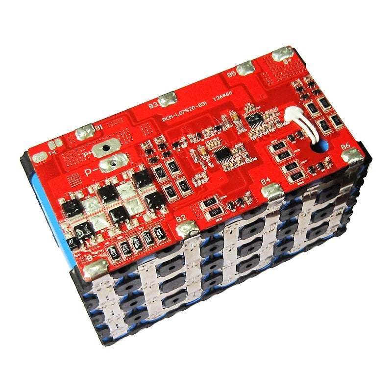 7s 20A PCM BMS for 24V 25.2V 25.9V Li-ion/Lithium/ Li-Polymer 21V 22.4V LiFePO4 Battery Pack Size L126*W65*T6mm (PCM-L07S20-991)