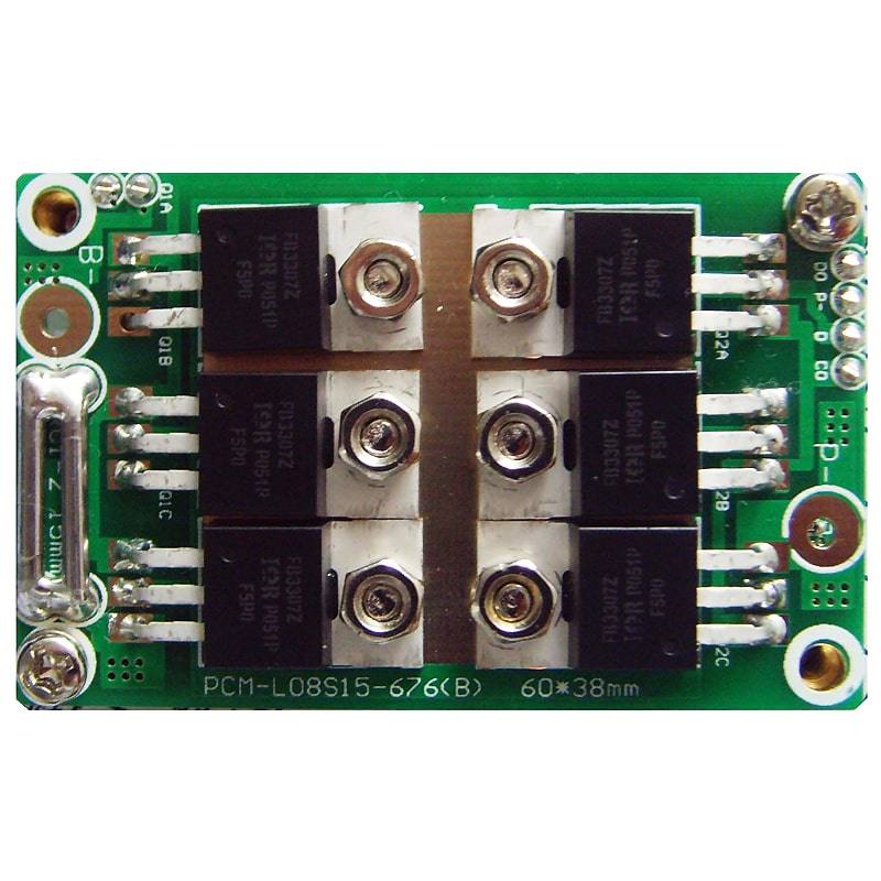 5s-8s 15A PCM BMS for 28.8V 29.6V Li-ion/Lithium/ Li-Polymer 24V 25.6V LiFePO4 Battery Pack Size L60*W38*T9mm (PCM-L08S15-676)