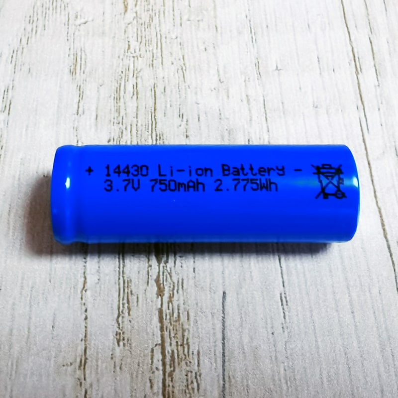 Flat Top 3.6V 3.7V 14430 750mAh Rechargeable Lithium Ion Cell