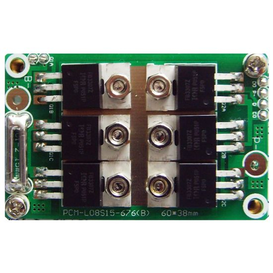 5s-8s 15A PCM BMS for 28.8V 29.6V Li-ion/Lithium/ Li-Polymer 24V 25.6V LiFePO4 Battery Pack Size L60*W38*T9mm (PCM-L08S15-676)