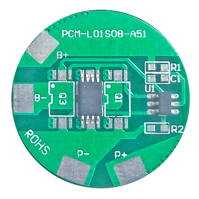 1s 8a Round BMS for 3.6V 3.7V 26500/26650/26700 Li-ion/Lithium/Li-Polymer 3V 3.2V LiFePO4 Battery Pack Size Φ23mm (PCM-L01S08-A51)