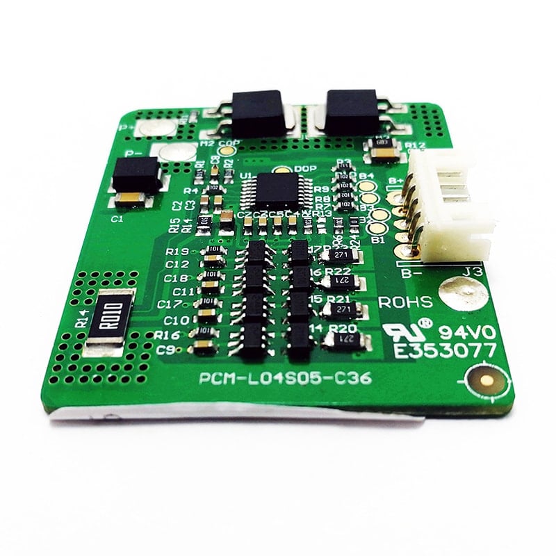 4s 5A PCM BMS for 14.4V 14.8V Li-ion/Lithium/ Li-Polymer 12V 12.8V LiFePO4 Battery Pack Size L45*W38*T5mm (PCM-L04S05-C36)