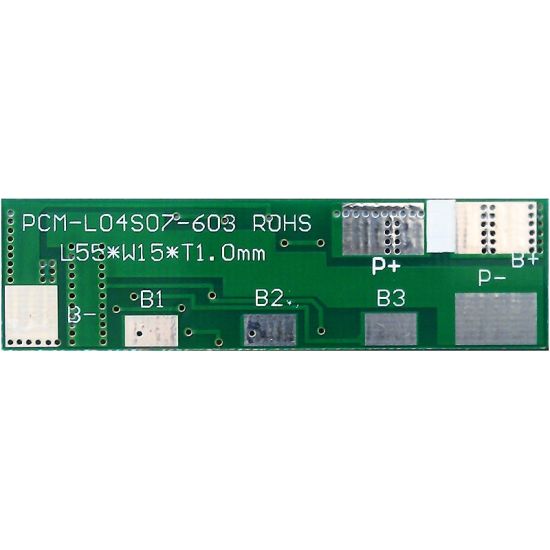 4s 7A PCM BMS for 14.4V 14.8V Li-ion/Lithium/ Li-Polymer 12V 12.8V LiFePO4 Battery Pack Size L55*W15*T4mm (PCM-L04S07-603)