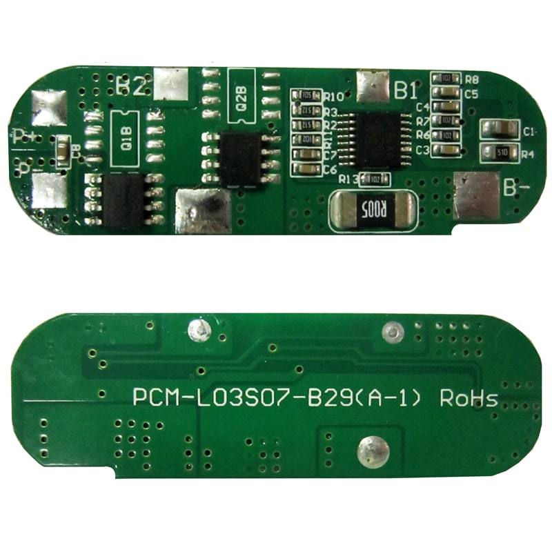 3s 7A PCM BMS for 10.8V 11.1V 12V Li-ion/Lithium/ Li-Polymer 9V 9.6V LiFePO4 Battery Pack Size L51.5*W16*T3mm (PCM-L03S07-B29)