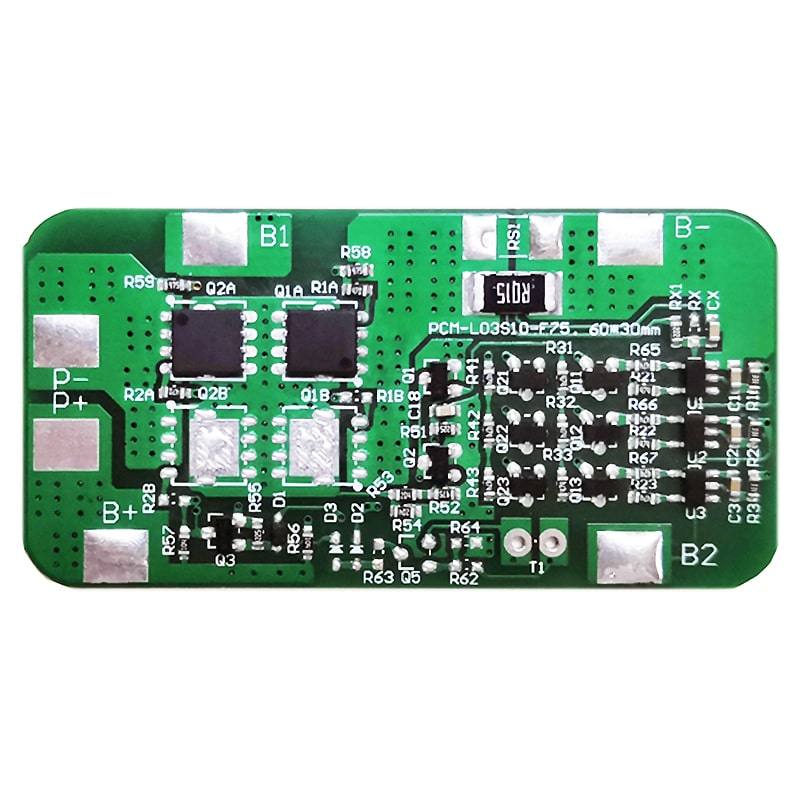 3s 10A PCM BMS for 10.8V 11.1V 12V Li-ion/Lithium/ Li-Polymer 9V 9.6V LiFePO4 Battery Pack Size L60*W30*T4mm (PCM-L03S10-F75)