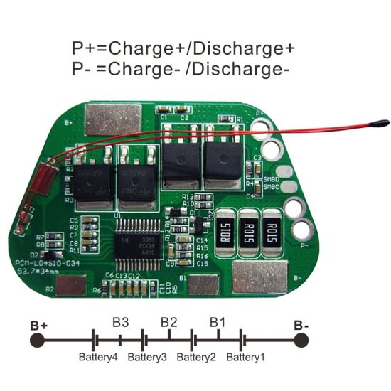 4s 10A PCM BMS for 14.4V 14.8V Li-ion/Lithium/ Li-Polymer 12V 12.8V LiFePO4 Battery Pack with Smbus Size L53.7*W345*T4mm