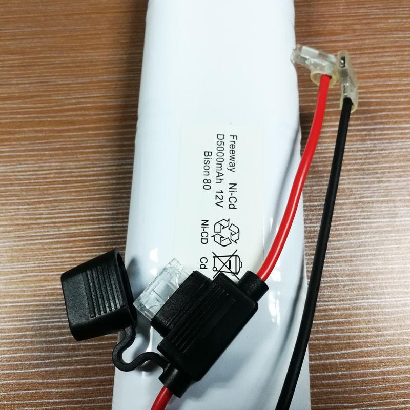 12V 5000mAh High Discharge Rate 5c Size D Ni-CD Rechargeable Battery Pack with Connector and Fuse